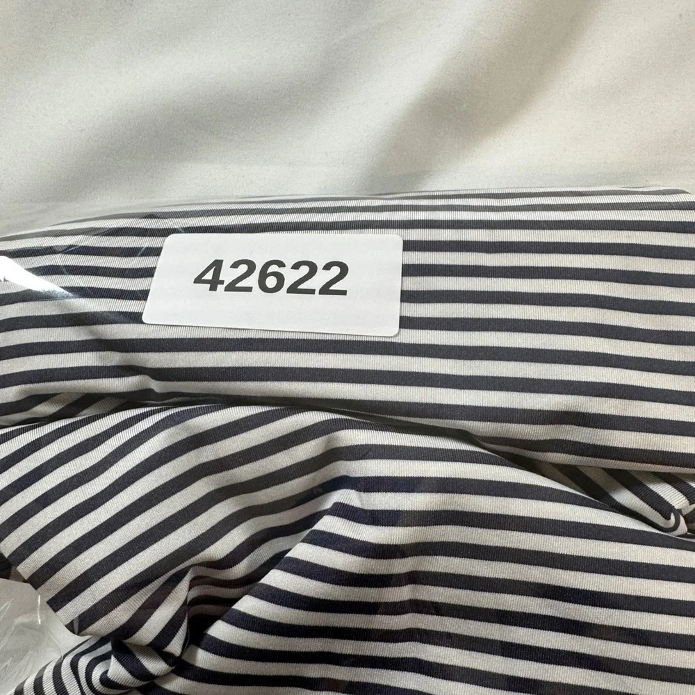 U Suck At Golf Apparel Co Mens Large Striped Performance Polo Shirt Navy White - Picture 7 of 7